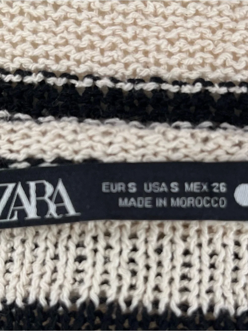 Zara Striped Knit Sweater Small Black Cream Breton French Girl Lightweight